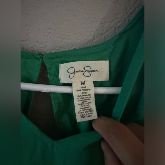 Jessica Simpson long sleeve mini dress pleated green size medium - Picture 5 of 8